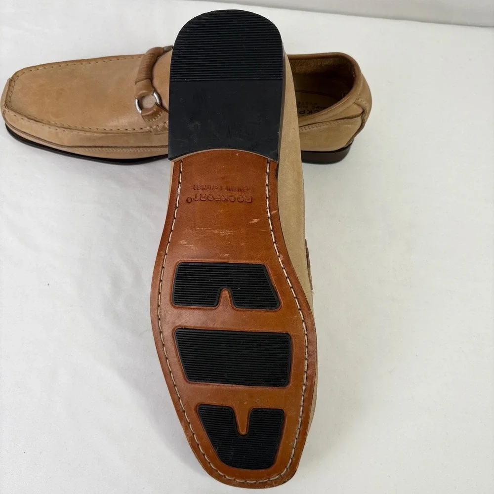 Rockport Mens Classic Horsebit Tan Leather Slip On Loafer‎ Shoes APM 1180D 10.5